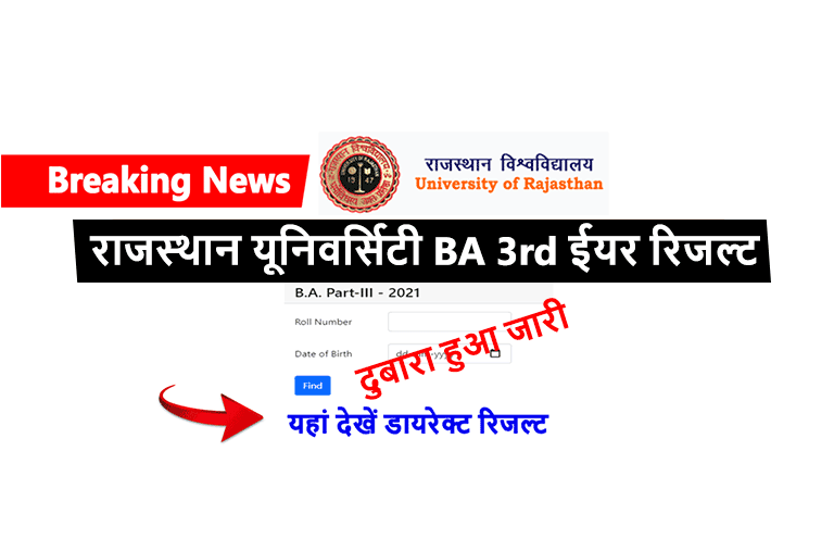 Rajasthan University BA 3rd Year Result 2022